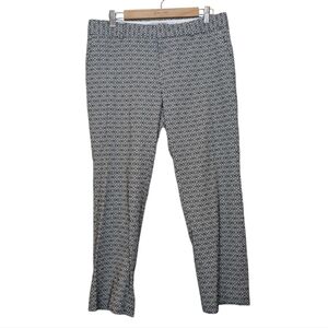 Banana Republic Hampton Ankle Pants Black White Geo Jacquard Design Size 10